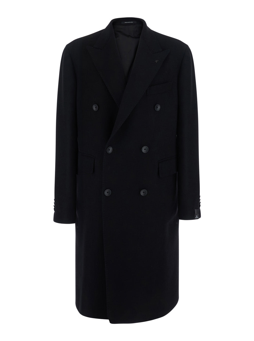 Tagliatore Men Black Coat With Notched Revers And Double-Breasted Closure In Wool For Men