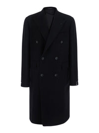 Tagliatore Men Black Coat With Notched Revers And Double-Breasted Closure In Wool For Men