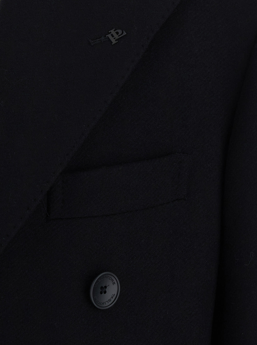 Tagliatore Men Black Coat With Notched Revers And Double-Breasted Closure In Wool For Men