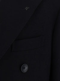 Tagliatore Men Black Coat With Notched Revers And Double-Breasted Closure In Wool For Men
