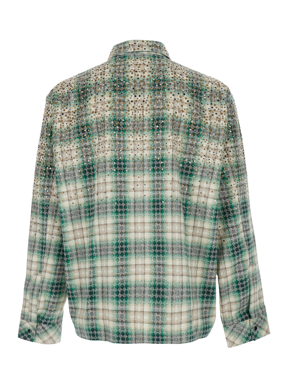 Amiri Men Flannel Shirt With Patch And Logo In Green Unisex