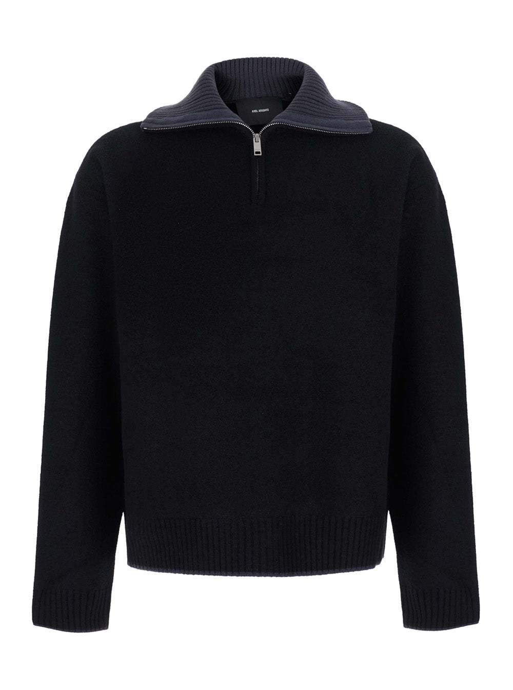Axel Arigato Men Trace Half Zip Sweater With High Collar And Long Sleeves In Black Tech Fabric Unisex
