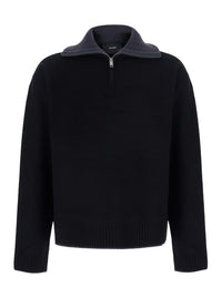 Axel Arigato Men Trace Half Zip Sweater With High Collar And Long Sleeves In Black Tech Fabric Unisex