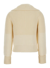 Bottega Veneta Women Mw Wool English Rib Knt Sweater With Half Zip
