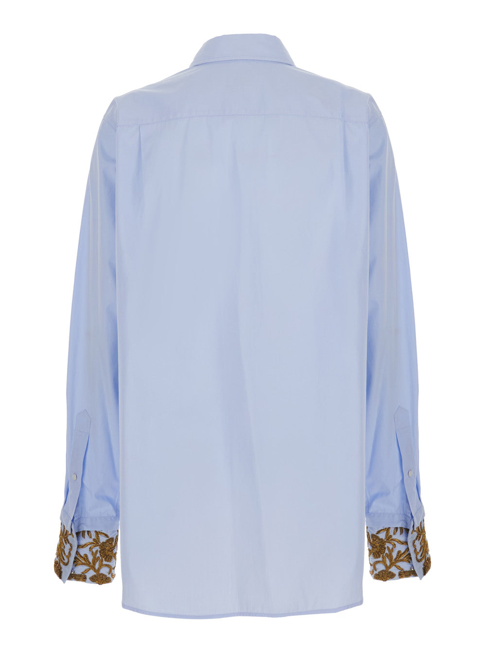 Dries Van Noten Women Shirt Cheers With Long Sleeves And V-Neck In Tech Fabric Blue Woman