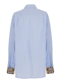 Dries Van Noten Women Shirt Cheers With Long Sleeves And V-Neck In Tech Fabric Blue Woman
