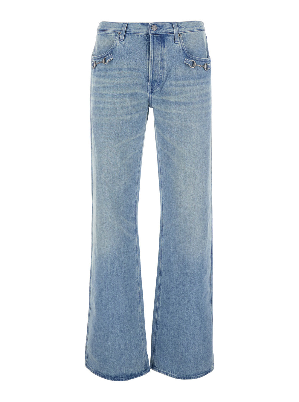 GUCCI Gucci Men Blue Jeans With Bleach Effect And Morsetti On The Pockets In Denim Men
