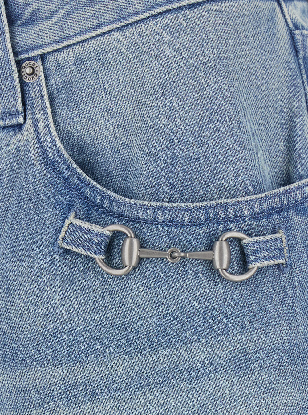GUCCI Gucci Men Blue Jeans With Bleach Effect And Morsetti On The Pockets In Denim Men