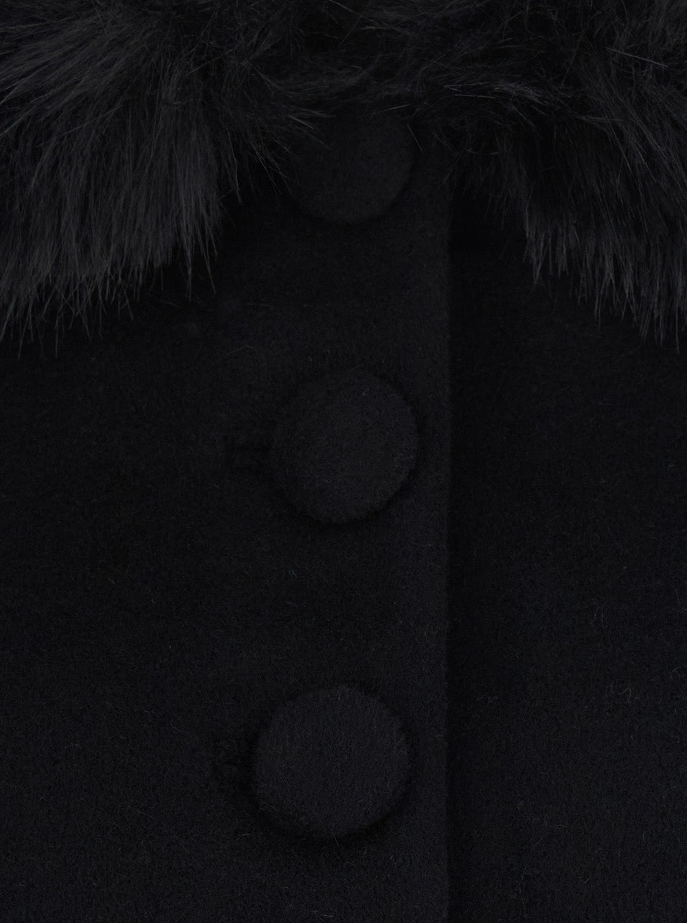 Self-Portrait Women Black Jacket With Fur Cuffs And Notched Collar, In Wool, Black, Women