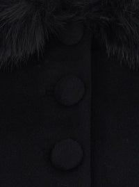 Self-Portrait Women Black Jacket With Fur Cuffs And Notched Collar, In Wool, Black, Women