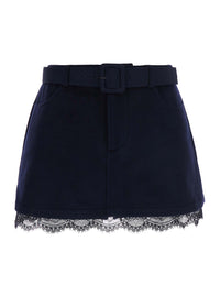 SELF-PORTRAIT Self-Portrait Women Blue Wool Skort With Lace And Pockets For Women