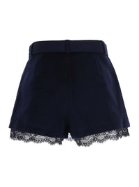 SELF-PORTRAIT Self-Portrait Women Blue Wool Skort With Lace And Pockets For Women