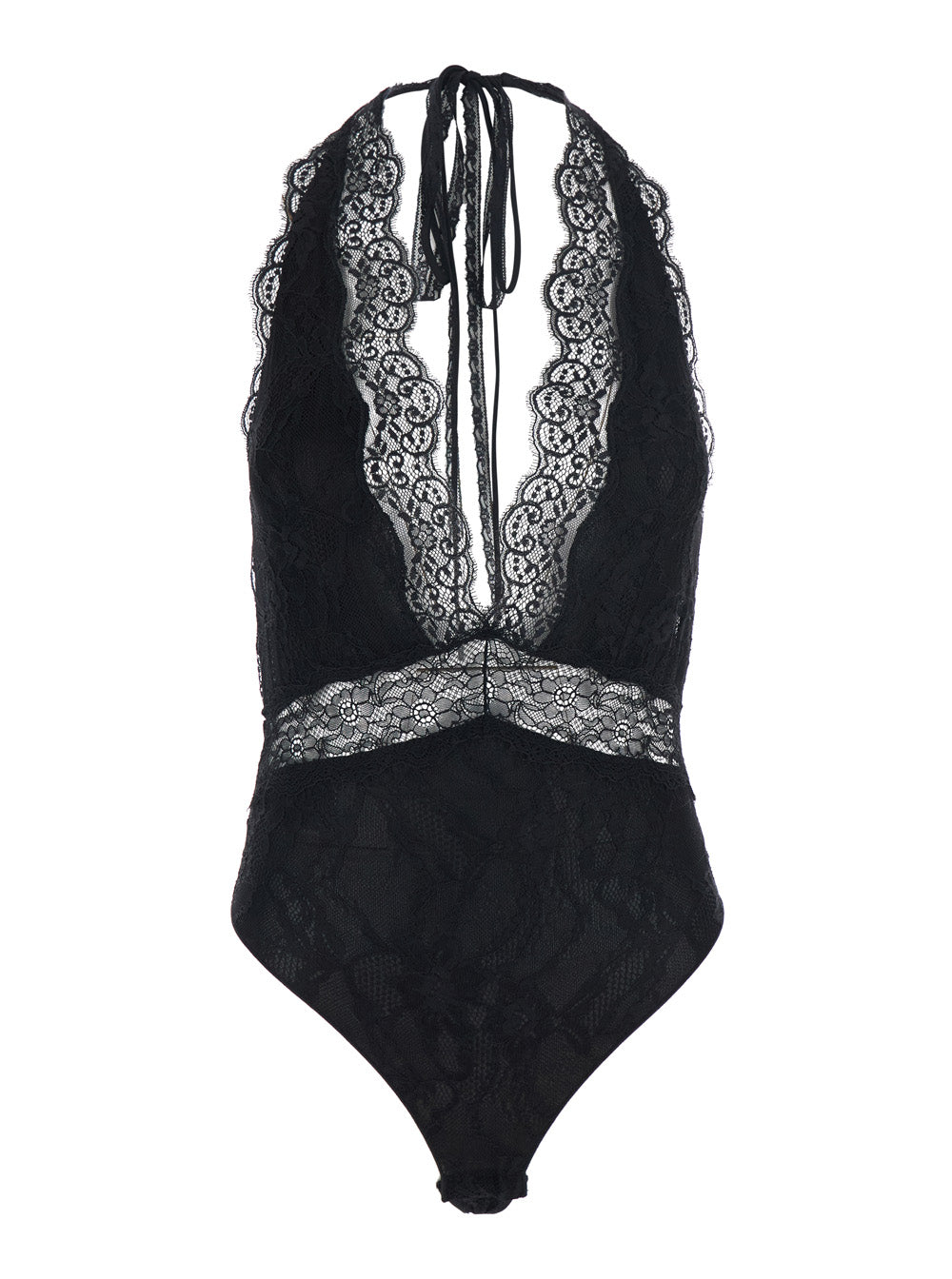 The Andamane Women Florida Bodysuit With Lace And Black Tech Fabric Patchwork For Women
