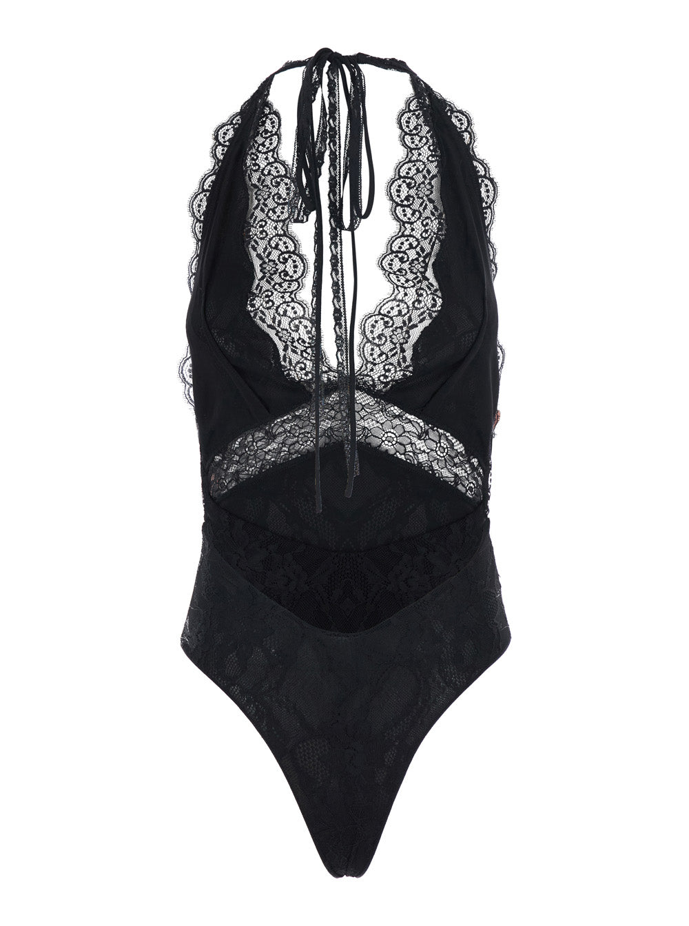 The Andamane Women Florida Bodysuit With Lace And Black Tech Fabric Patchwork For Women
