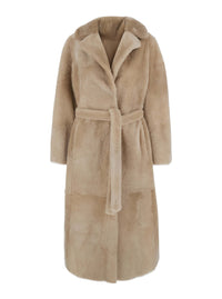 Yves Salomon Women Coat 120Cm With Shirt Collar And Front Closure Women Pink