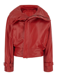 Balenciaga Women Big Collar Jacket Smooth Light Leather