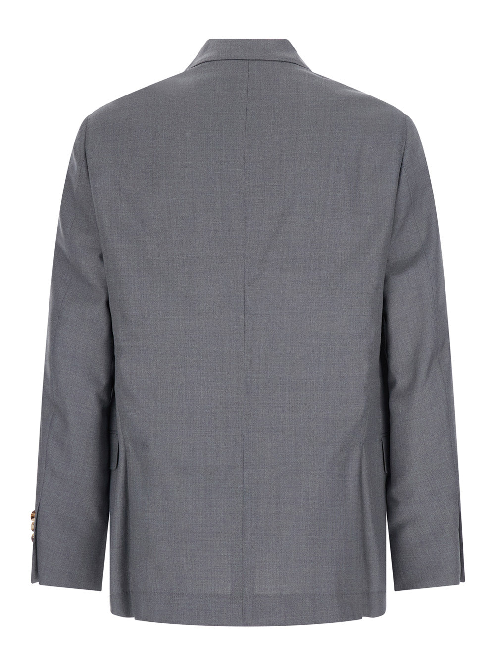 Brunello Cucinelli Men Grey Jacket With Notched Revers And Single-Breasted Button Closure In Wool And Silk Blend For Men