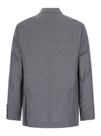 Brunello Cucinelli Men Grey Jacket With Notched Revers And Single-Breasted Button Closure In Wool And Silk Blend For Men