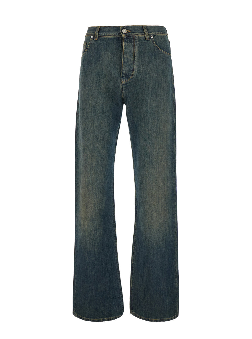 FENDI Fendi Men Blue Jeans With Logo Patch On The Back And Washed-Effect In Denim For Men