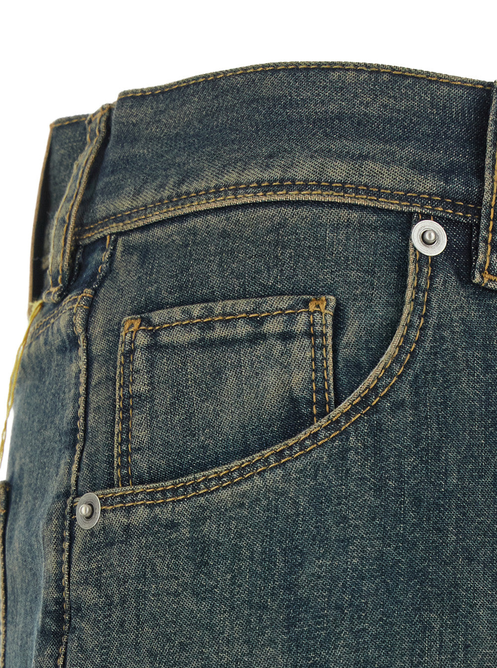 FENDI Fendi Men Blue Jeans With Logo Patch On The Back And Washed-Effect In Denim For Men