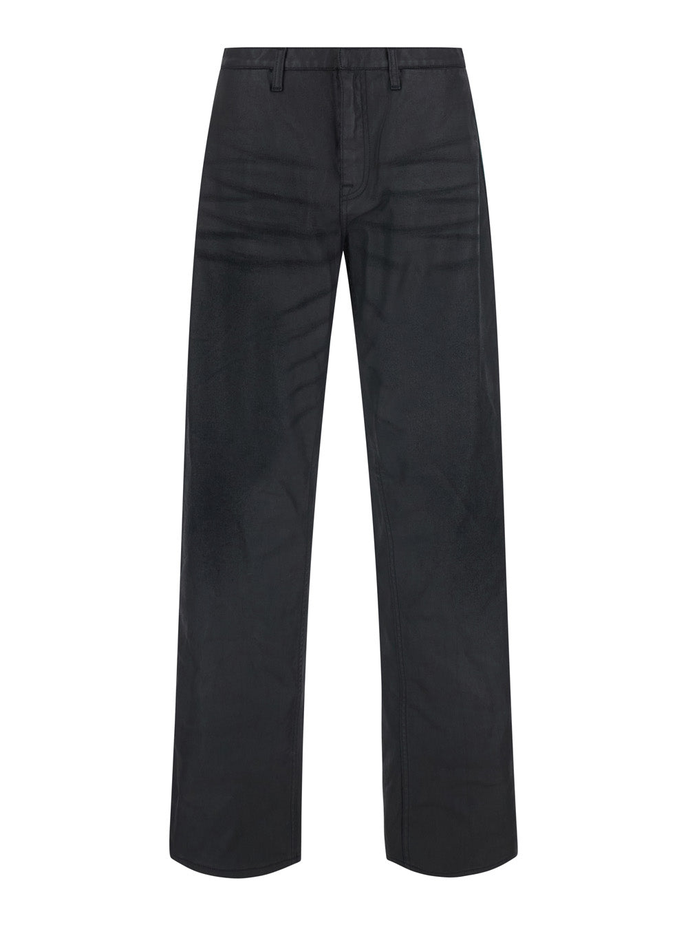 GUCCI Gucci Men Black Five-Pocket Jeans With Bleach Effect And Side Web Straps In Coated Cotton For Men