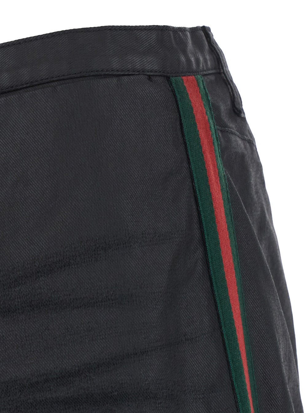 GUCCI Gucci Men Black Five-Pocket Jeans With Bleach Effect And Side Web Straps In Coated Cotton For Men
