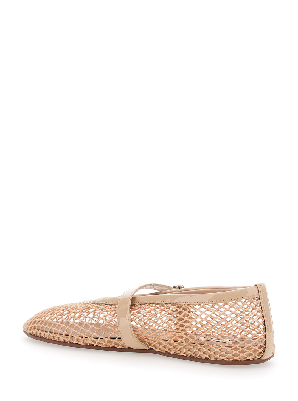 Alaia Women Beige Ballet Flats With Mesh Design And Adjustable Strap In Fabric Women