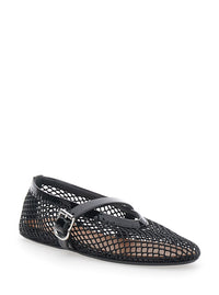 ALAIA Alaia Women Black Ballet Flats With Mesh Design And Adjustable Strap In Fabric Women