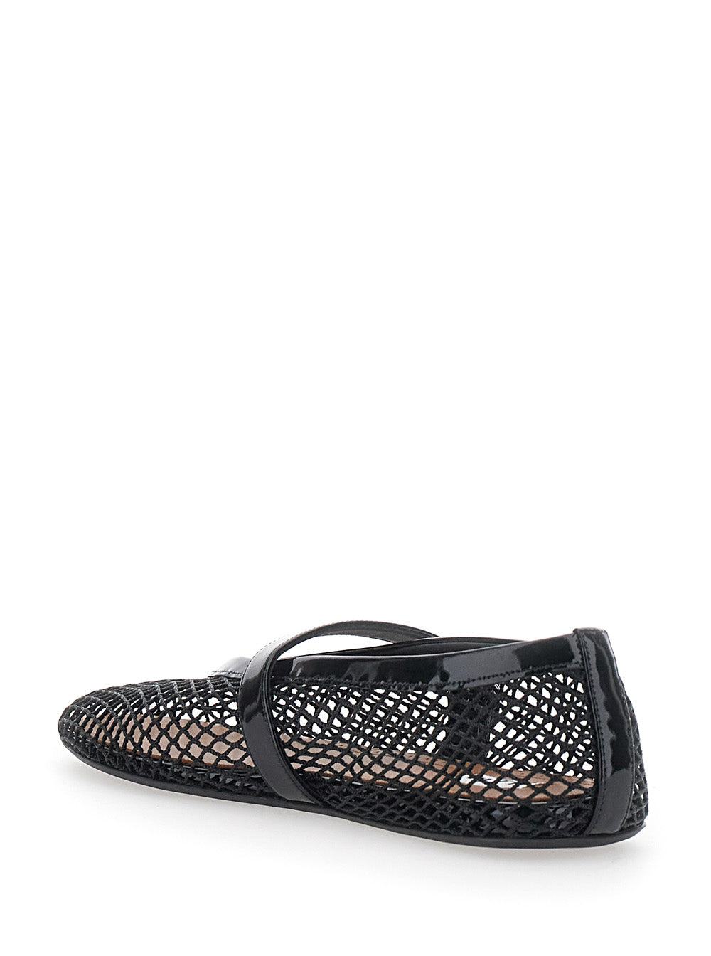 ALAIA Alaia Women Black Ballet Flats With Mesh Design And Adjustable Strap In Fabric Women