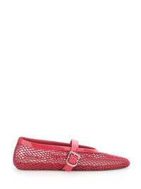Alaia Women Fuchsia Ballet Flats With Mesh Design And Adjustable Strap In Fabric Women