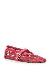 Alaia Women Fuchsia Ballet Flats With Mesh Design And Adjustable Strap In Fabric Women