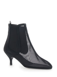 ALAIA Alaia Women Black Chelsea Ankle Boots With Mesh Design And Stiletto Heel In Fabric For Women