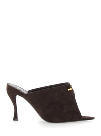 BALENCIAGA Balenciaga Women 'Midnight City' Brown Heeled Sandals With Front Plate And High Stiletto Heel In Suede For Women