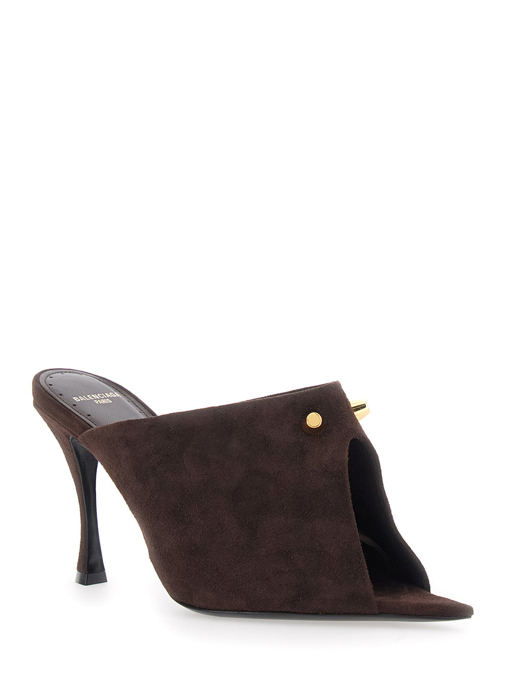 BALENCIAGA Balenciaga Women 'Midnight City' Brown Heeled Sandals With Front Plate And High Stiletto Heel In Suede For Women