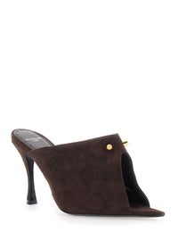 BALENCIAGA Balenciaga Women 'Midnight City' Brown Heeled Sandals With Front Plate And High Stiletto Heel In Suede For Women