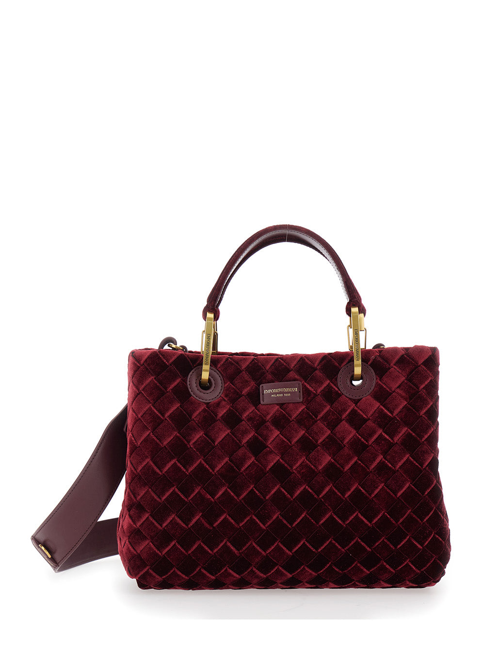 Emporio Armani Women Bordeaux Tote Bag With Removable Shoulder Strap And Logo Patch On The Front In Canvas For Women