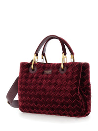 Emporio Armani Women Bordeaux Tote Bag With Removable Shoulder Strap And Logo Patch On The Front In Canvas For Women