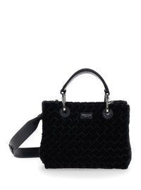 Emporio Armani Women Black Tote Bag With Removable Shoulder Strap And Logo Patch On The Front In Canvas For Women
