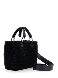Emporio Armani Women Black Tote Bag With Removable Shoulder Strap And Logo Patch On The Front In Canvas For Women