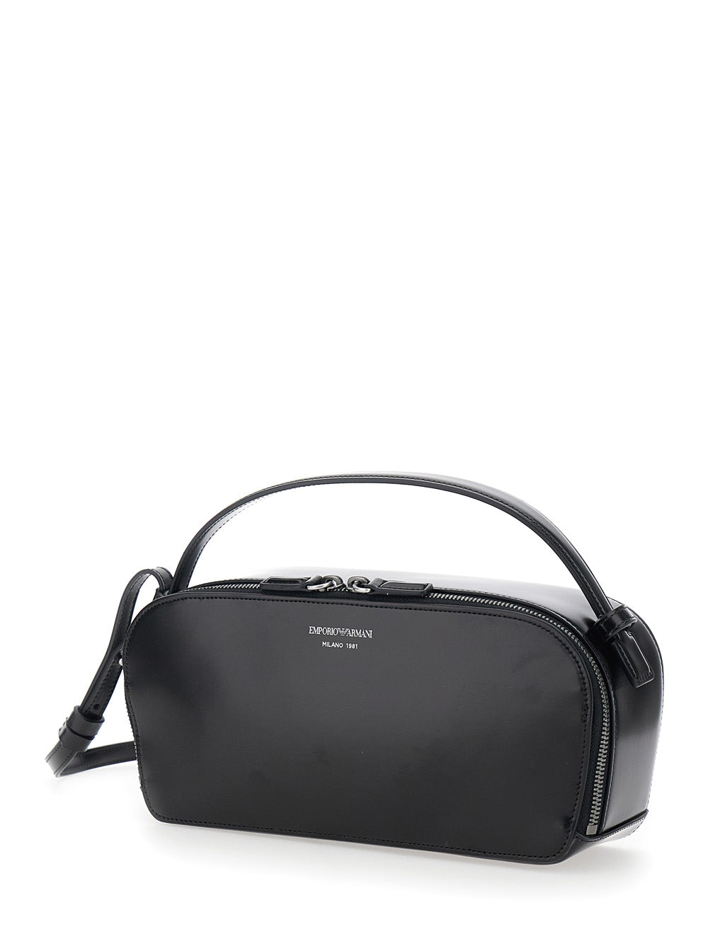 Emporio Armani Women Black Shoulder Bag With Adjustable And Removable Shoulder Strap And Logo Lettering On The Front In Ecoleather For Women