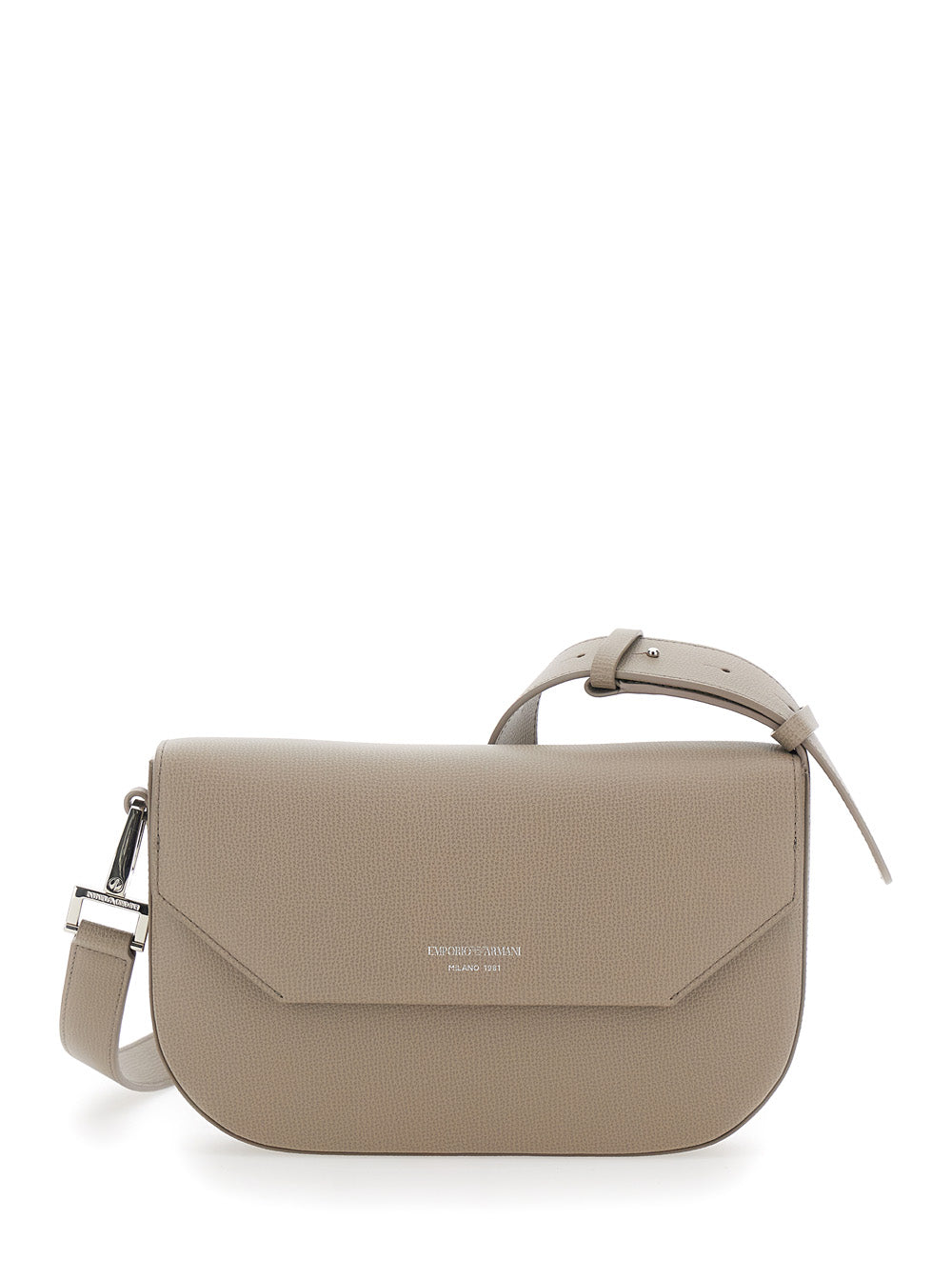 Emporio Armani Women Beige Shoulder Bag With Adjustable Shoulder Strap And Logo Lettering On The Front In Leather For Women