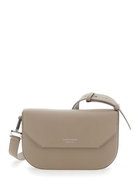 Emporio Armani Women Beige Shoulder Bag With Adjustable Shoulder Strap And Logo Lettering On The Front In Leather For Women