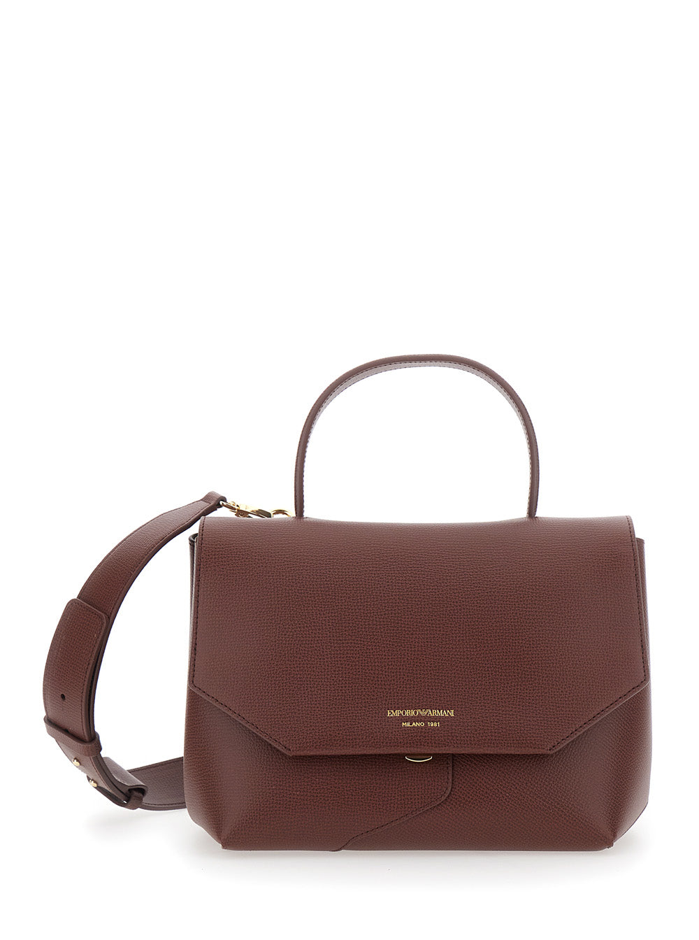Emporio Armani Women Brown Handbag With Adjustable And Removable Shoulder Strap And Logo Lettering On The Front In Leather For Women