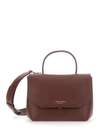 Emporio Armani Women Brown Handbag With Adjustable And Removable Shoulder Strap And Logo Lettering On The Front In Leather For Women