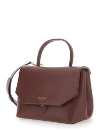 Emporio Armani Women Brown Handbag With Adjustable And Removable Shoulder Strap And Logo Lettering On The Front In Leather For Women