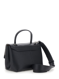 Emporio Armani Women Black Handbag With Adjustable And Removable Shoulder Strap And Logo Lettering On The Front In Leather For Women