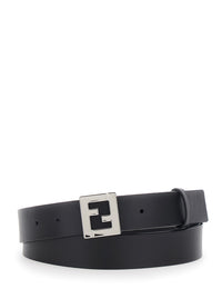Fendi Men 3 Cm Pelle Ff Metal Silver