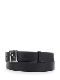 Fendi Men 3 Cm Pelle Ff Metal Silver