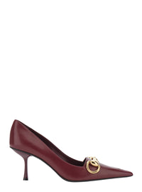 Gucci Women 'Boulevard' Bordeaux Pump Heels With Pointed Toe And Horsebit Plaque On The Front In Leather For Women
