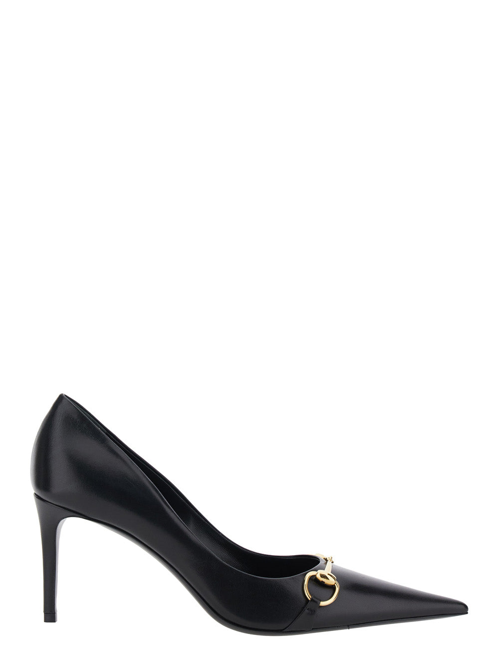 GUCCI Gucci Women Black Pointed-Toe Pumps With Horsebit Plaque On The Front And High Stiletto Heel In Leather For Women